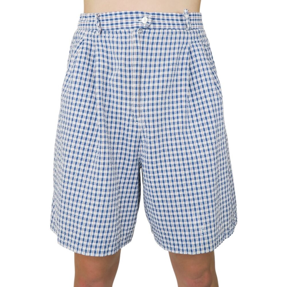 Vintage 70s Breeches Red White & Blue Plaid Seersucker Shorts